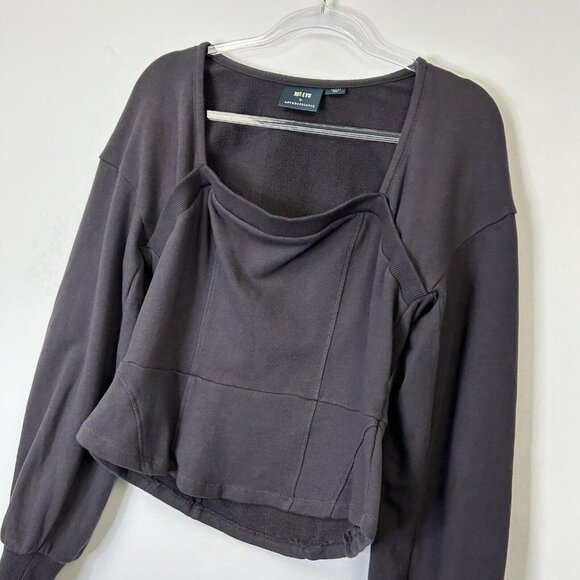 Anthropologie Maeve Puff Sleeve Sweatshirt Womens Size Large Gray - Picture 2 of 10